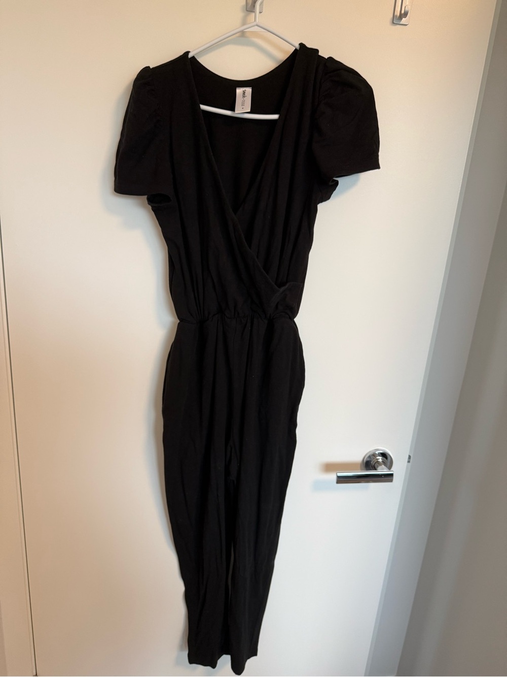 Smash + Tess Romper Black Puff Sleeve Jumpsuit Size M
